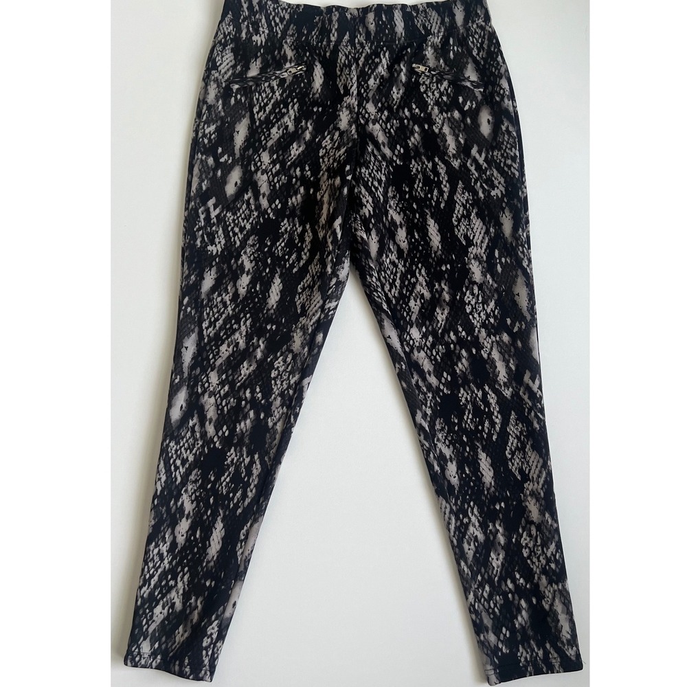 French Laundry Snakeskin Print Pants Size 1X Black Gray Zip Pocket Stretch